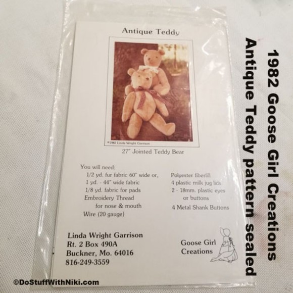 1982 Goose Girl Creations Antique Teddy pattern sealed Pat035 - Picture 1 of 4
